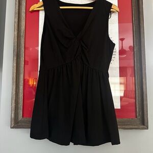 Black Sleeveless Knot-Front Top